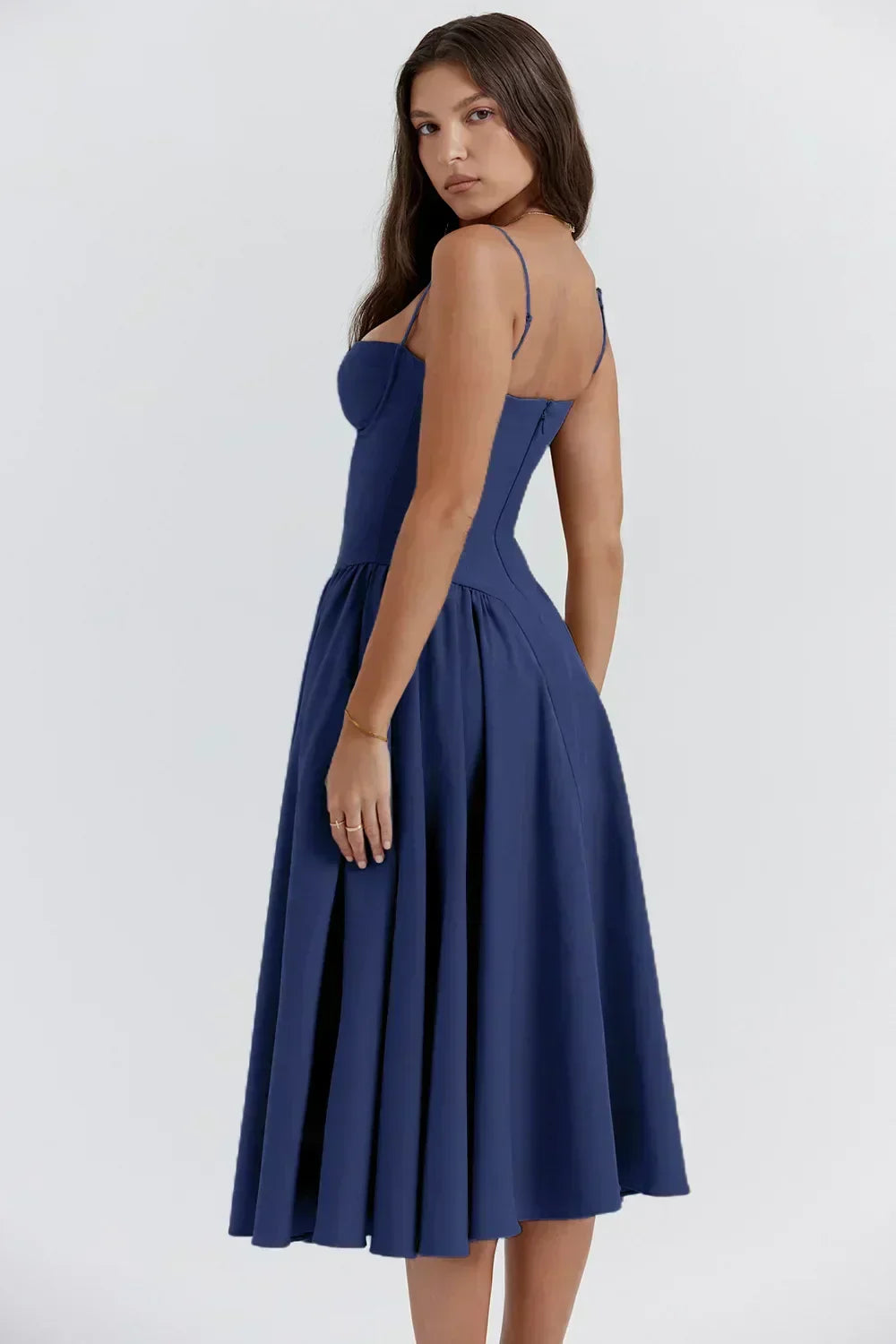 Sigrid | Vestido bustier sem mangas comprimento midi