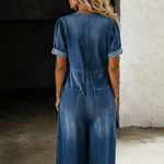 Maya | Macacão Denim de Perna Larga