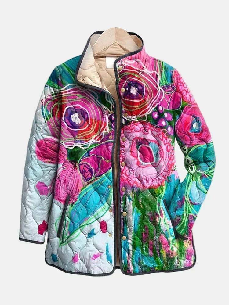 Casaco Acolchoado Aquarela Floral Lucie