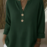 Lucía | Camisola Henley Gofrada com Botões - 5
