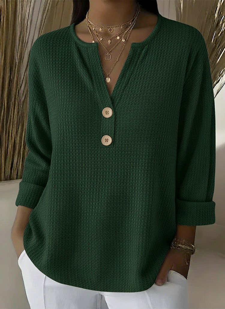 Lucía | Camiseta Henley Gofrada com Botões