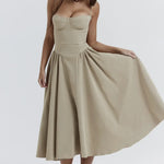 Sigrid | Vestido bustier sem mangas comprimento midi