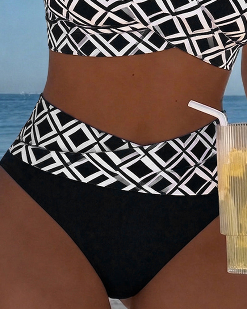 NEUS™ | Fato de Banho de Duas Peças Estilo Sutiã com Padrão de Diamante