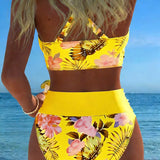 Jolina™ | Bikini de duas peças com estampado floral e contraste
