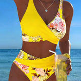 Jolina™ | Bikini de duas peças com estampado floral e contraste