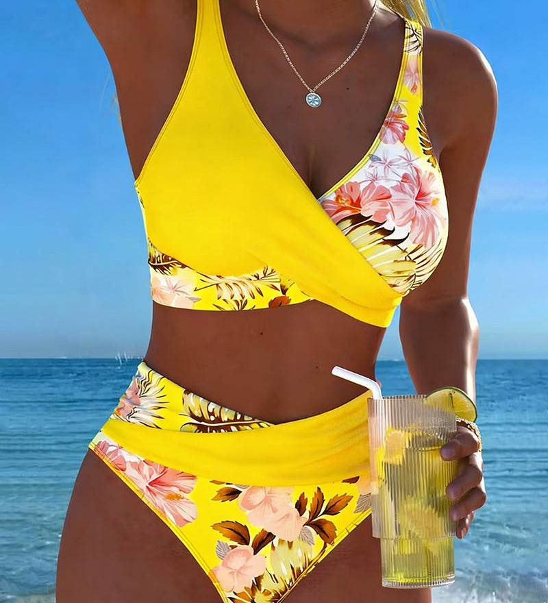 Jolina™ | Bikini de duas peças com estampado floral e contraste