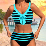 Martina™ | Bikini de riscas de cintura alta