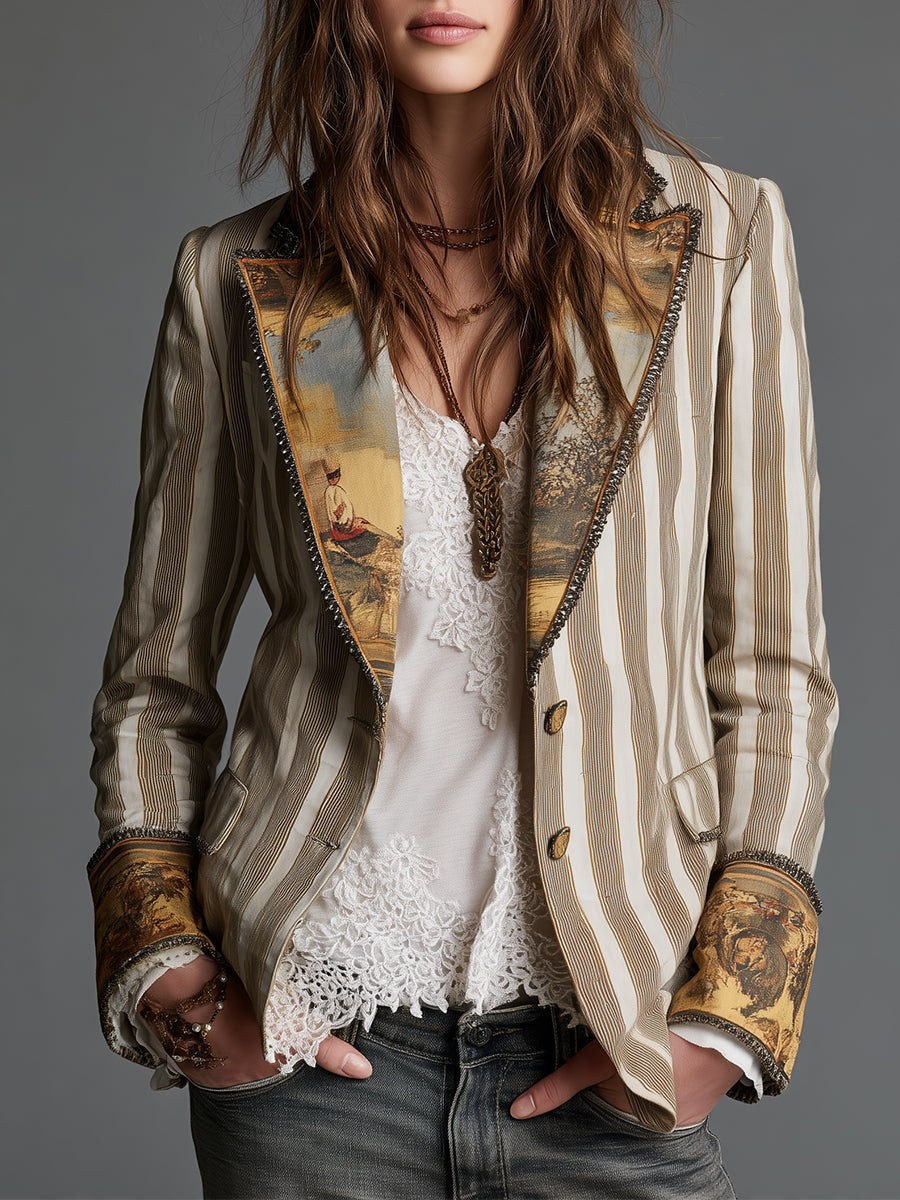 Roberta | Blazer Listrado Artístico