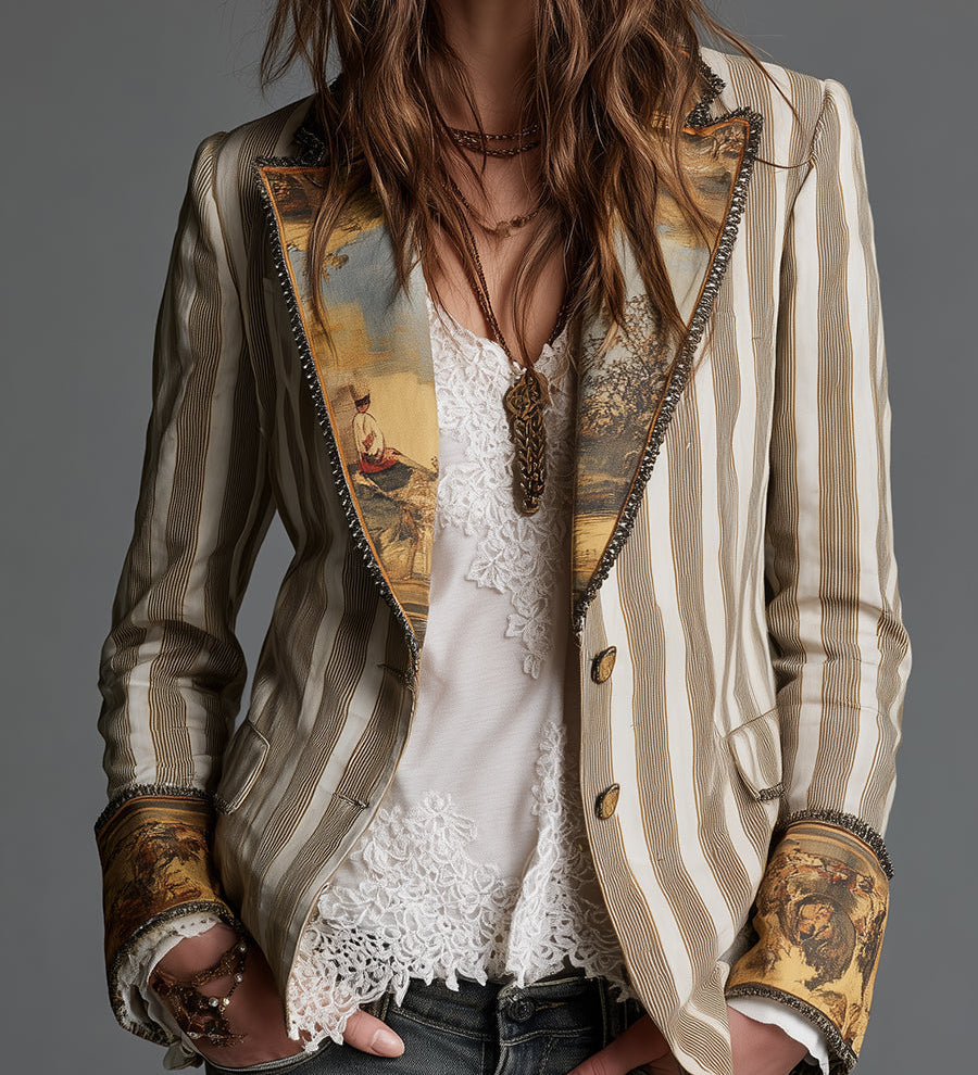 Roberta | Blazer Listrado Artístico