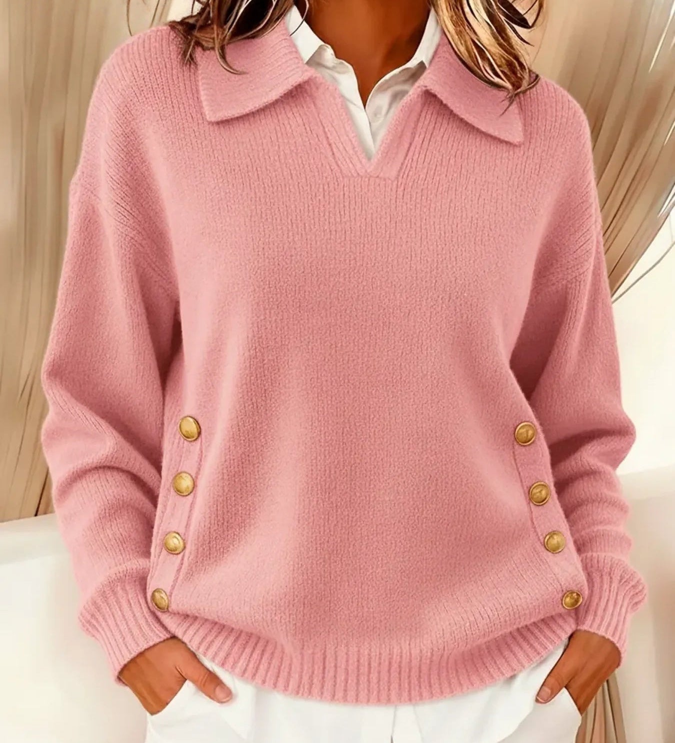 Vicenta | Jersey com Gola Polo e Botões