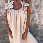 Vestido feminino de cor sólida com padrão floral