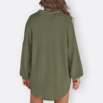 Inês - Blusa Túnica Leve Decote V com Botões