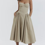 Sigrid | Vestido bustier sem mangas comprimento midi