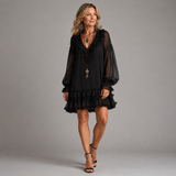 Oriana | Vestido Curto Preto com Folhos 1