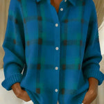 Kelsey™ | Cardigan xadrez em malha escovada