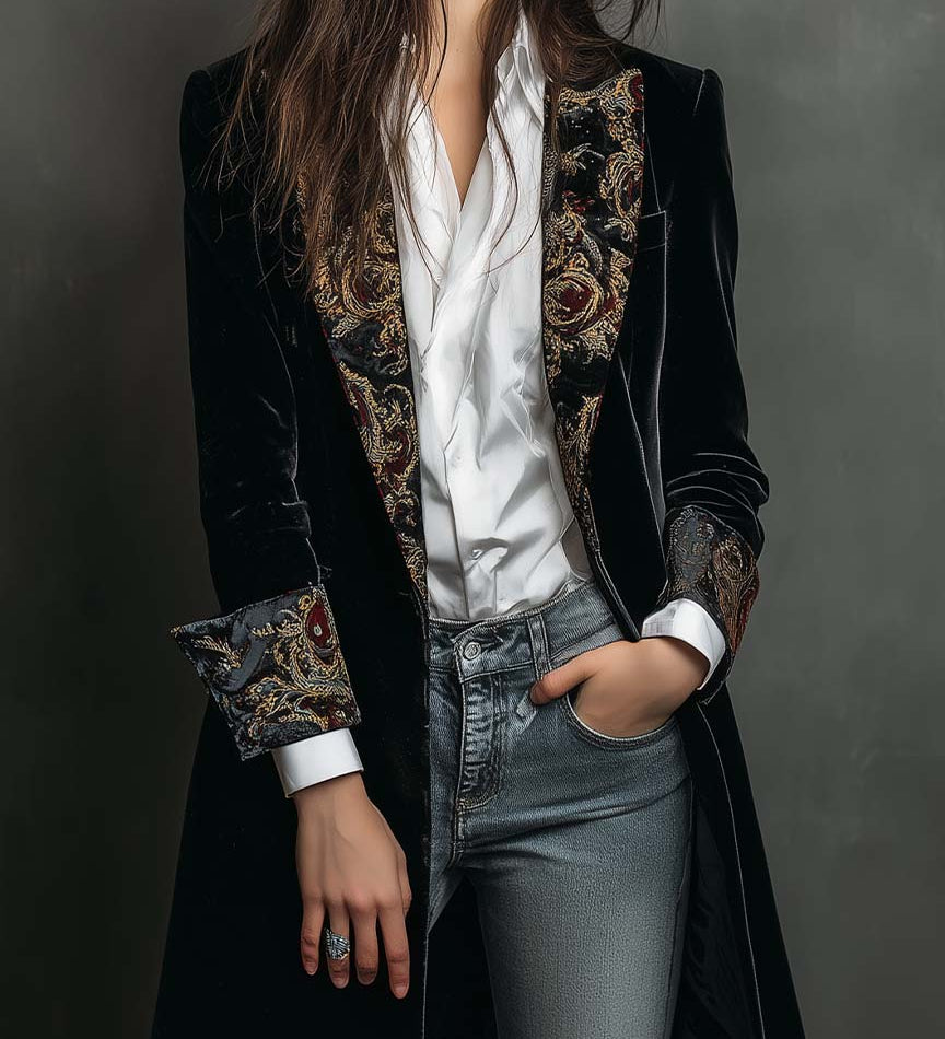 Octavia | Blazer Ajustado com Detalhes Barrocos