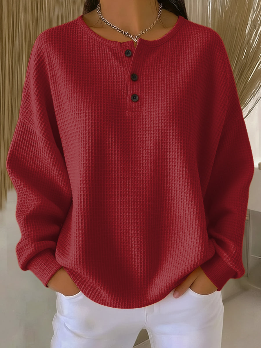 Milagros | Sweater Henley Gofrada