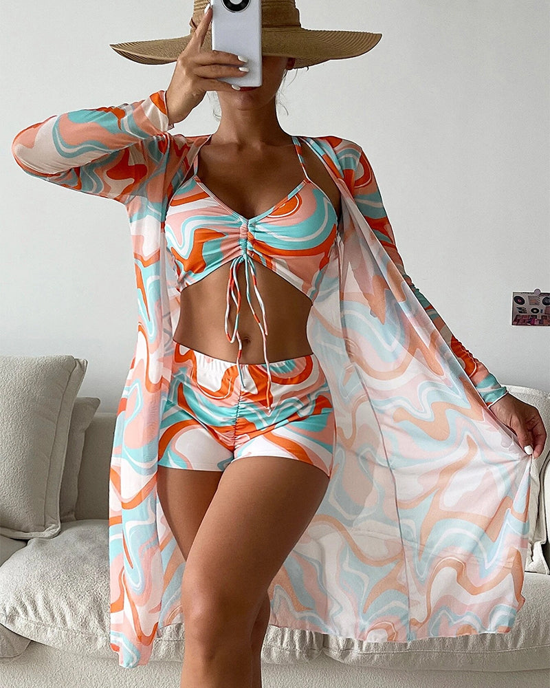 Laluna® | Conjunto de bikini 3 peças com estampado