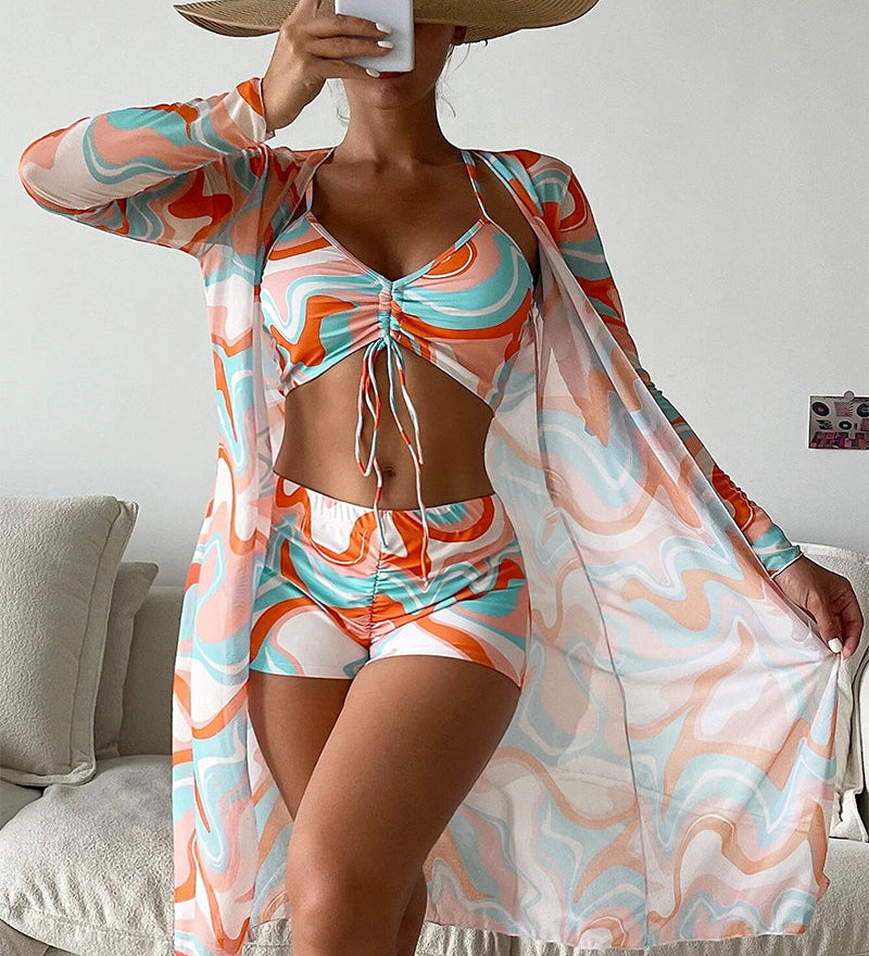 Laluna® | Conjunto de bikini 3 peças com estampado