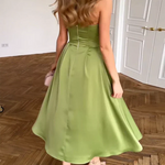 Liora | Vestido Midi Elegante Sem Alças