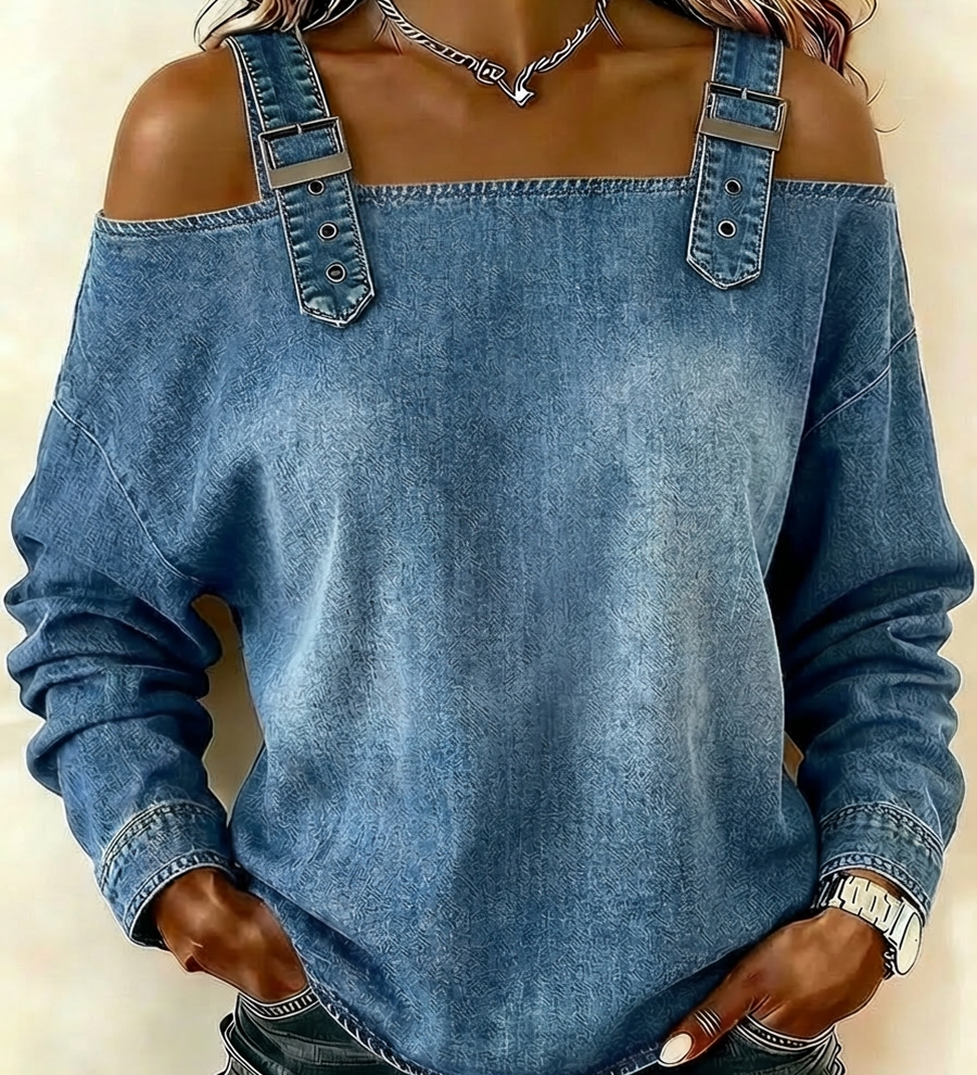 Nadège™ | Camisa de ganga sem mangas