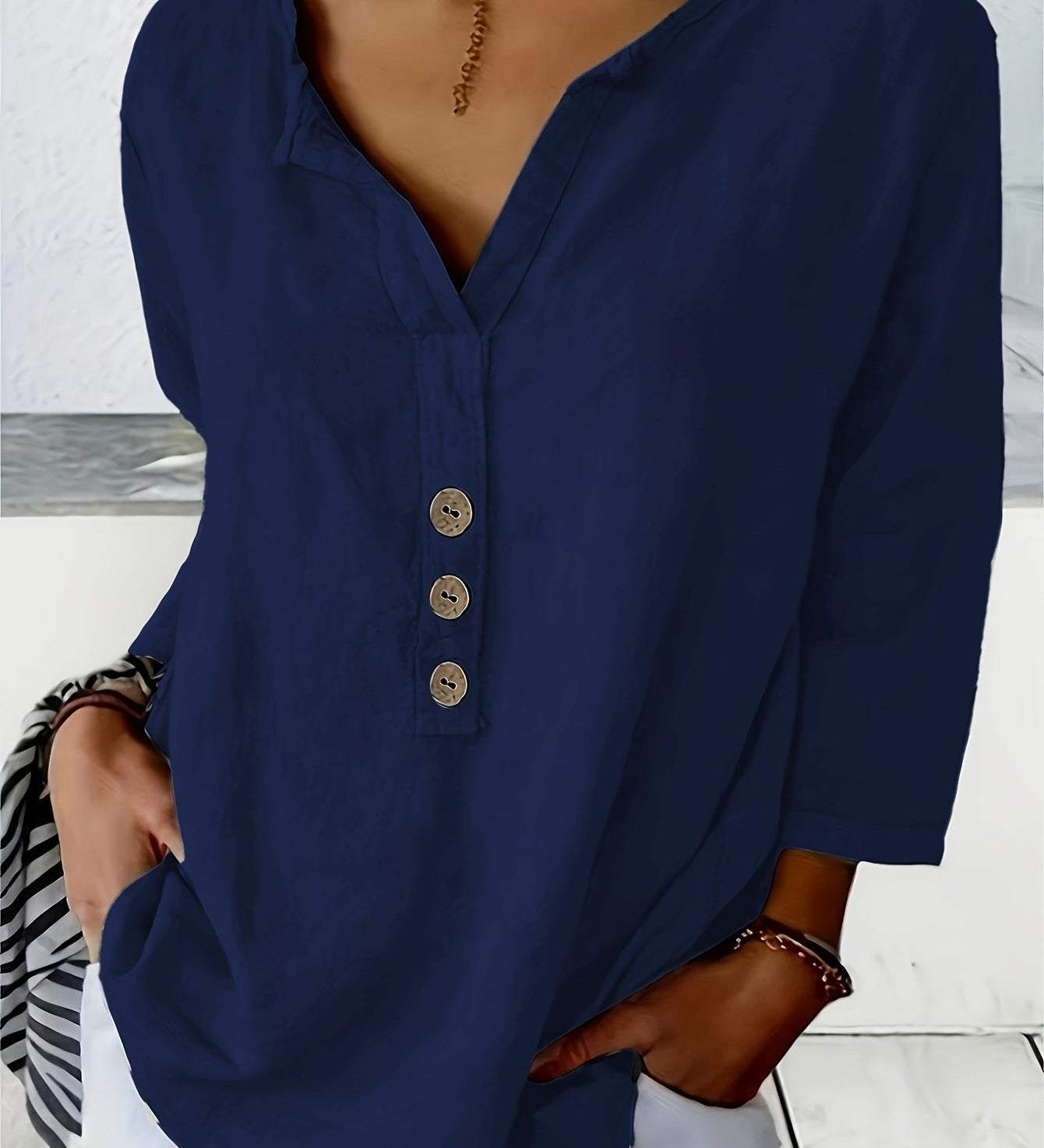 Solénya™ | Blusa de algodão-linho