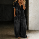 Maya | Macacão Denim de Perna Larga