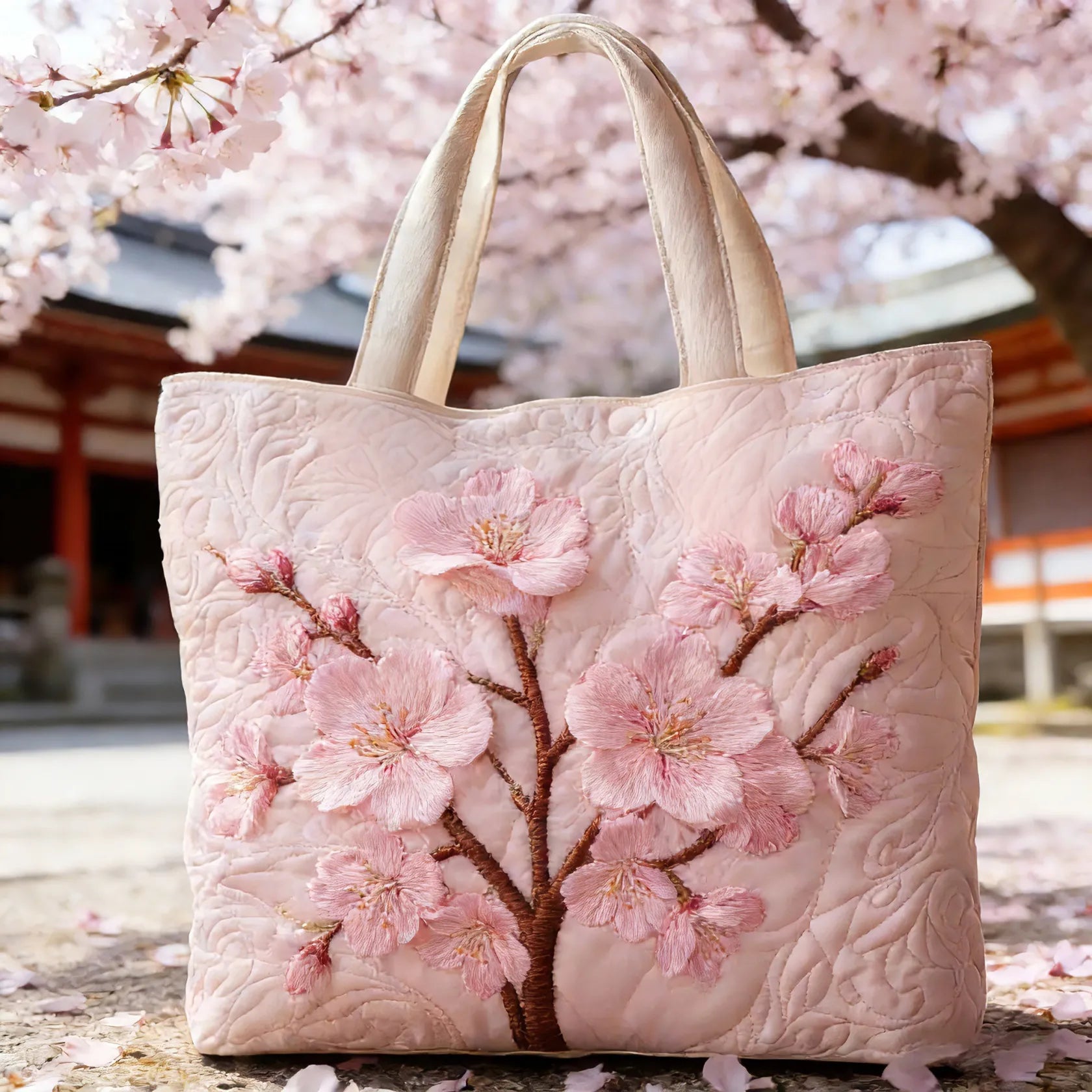 Blossom Serenity | Bolsa Tote Almofadada Feita à Mão