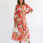 Camille | Vestido Maxi Florido com Mangas Longas