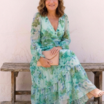 Camille | Vestido Maxi Florido com Mangas Longas
