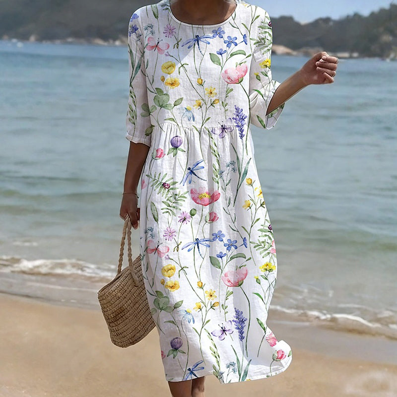 Vestido Relaxado Com Padrão Floral