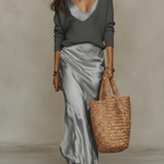 Helena | Vestido Midi de Cetim com Pullover Incluído