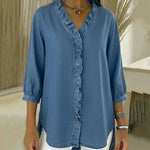 Maud™ | Blusa fluida com decote V e volantes