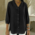 Maud™ | Blusa fluida com decote V e volantes