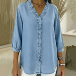 Maud™ | Blusa fluida com decote V e volantes