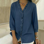 Maud™ | Blusa fluida com decote V e volantes