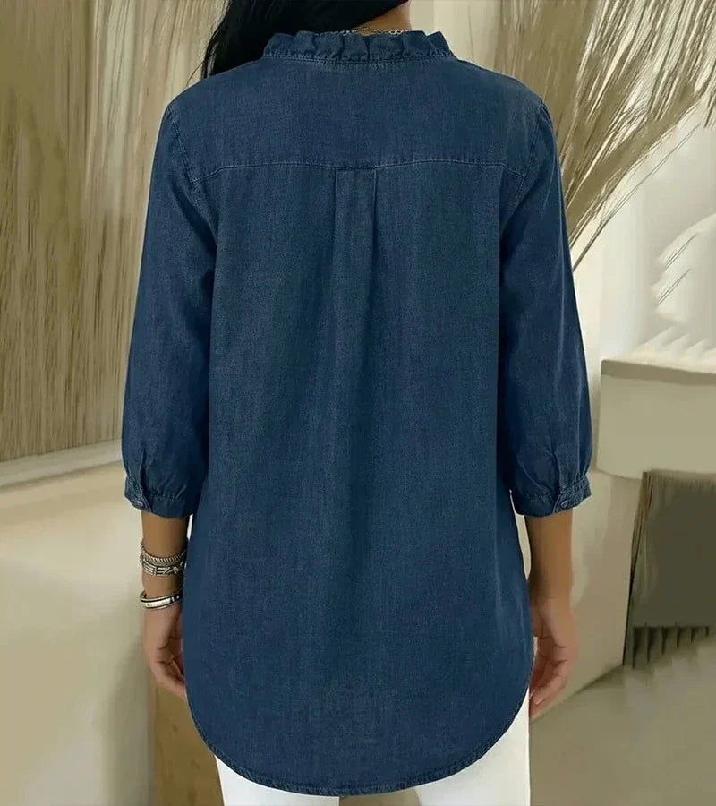 Maud™ | Blusa fluida com decote V e volantes
