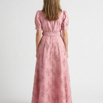 Amélie | Vestido maxi de mangas curtas com cinto em flores