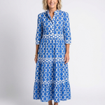 Pauline | Vestido midi de mangas três quartos e padrão de corrente