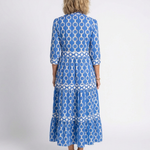 Pauline | Vestido midi de mangas três quartos e padrão de corrente