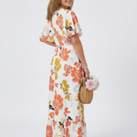 Nathalie | Vestido maxi de mangas curtas e decote redondo