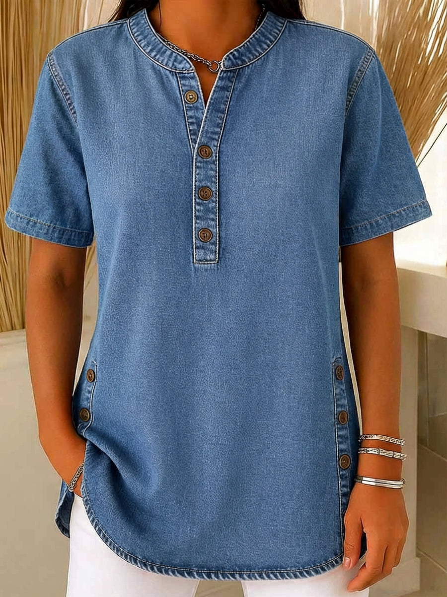 Apolline™ | Blusa em denim de algodão