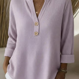 Lucía | Camisola Henley Gofrada com Botões - 1