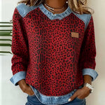 Fabienne | Pullover Estampado de Leopardo com Gola de Denim