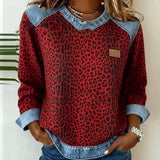 Fabienne | Pullover Estampado de Leopardo com Gola de Denim