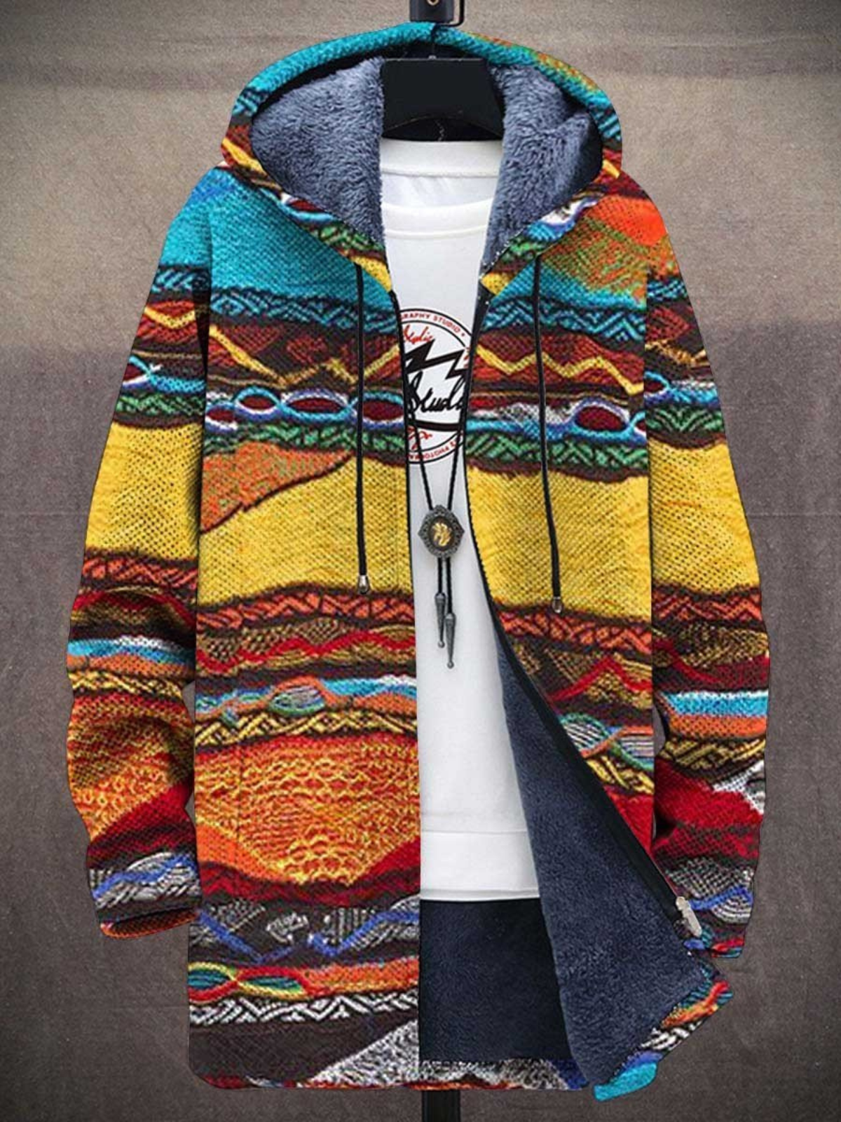 Imogen | Cardigan com Capuz de Padrão Artesanal