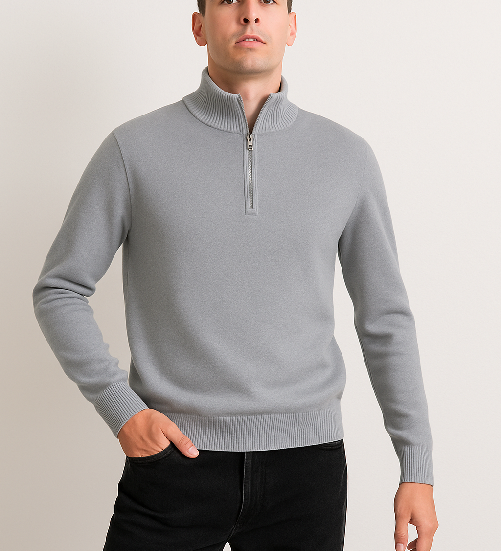 Pullover de Malha - Meio Zíper