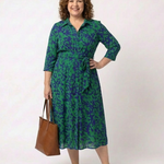 Claire | Vestido midi de mangas longas e cinto