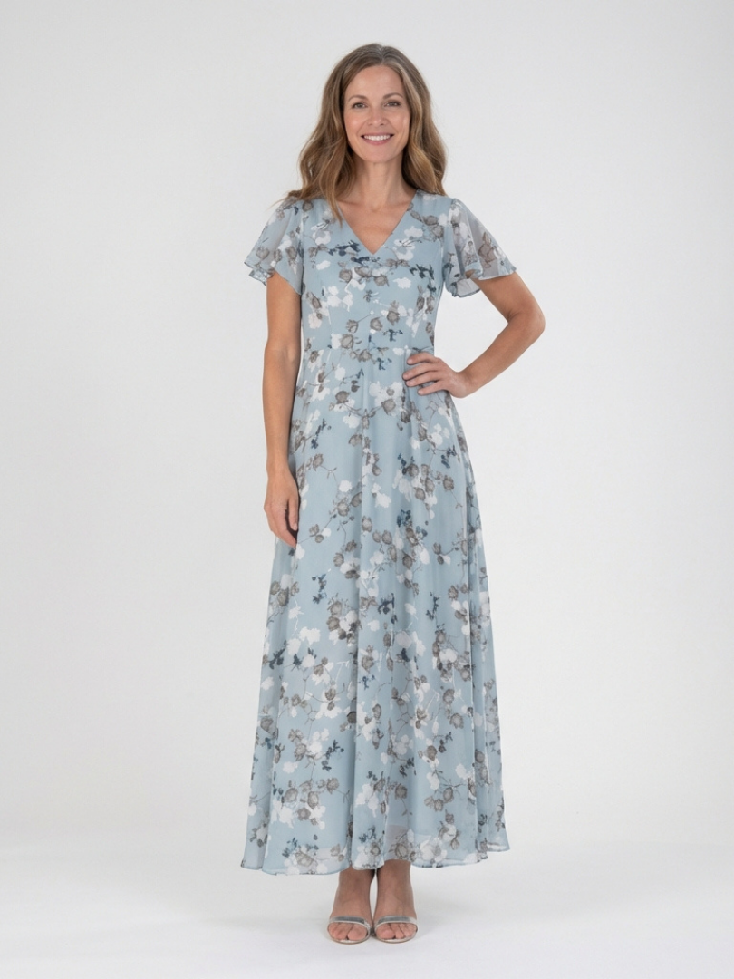 Noémie | Vestido Maxi em Chiffon Floral