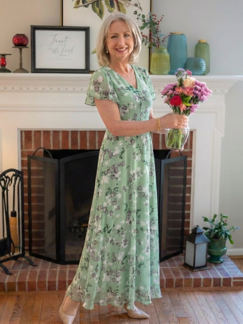Noémie | Vestido Maxi em Chiffon Floral